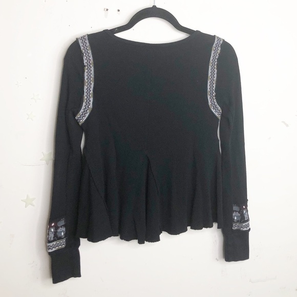 FREE People Marion blacke Embroidered thermal - Picture 8 of 10
